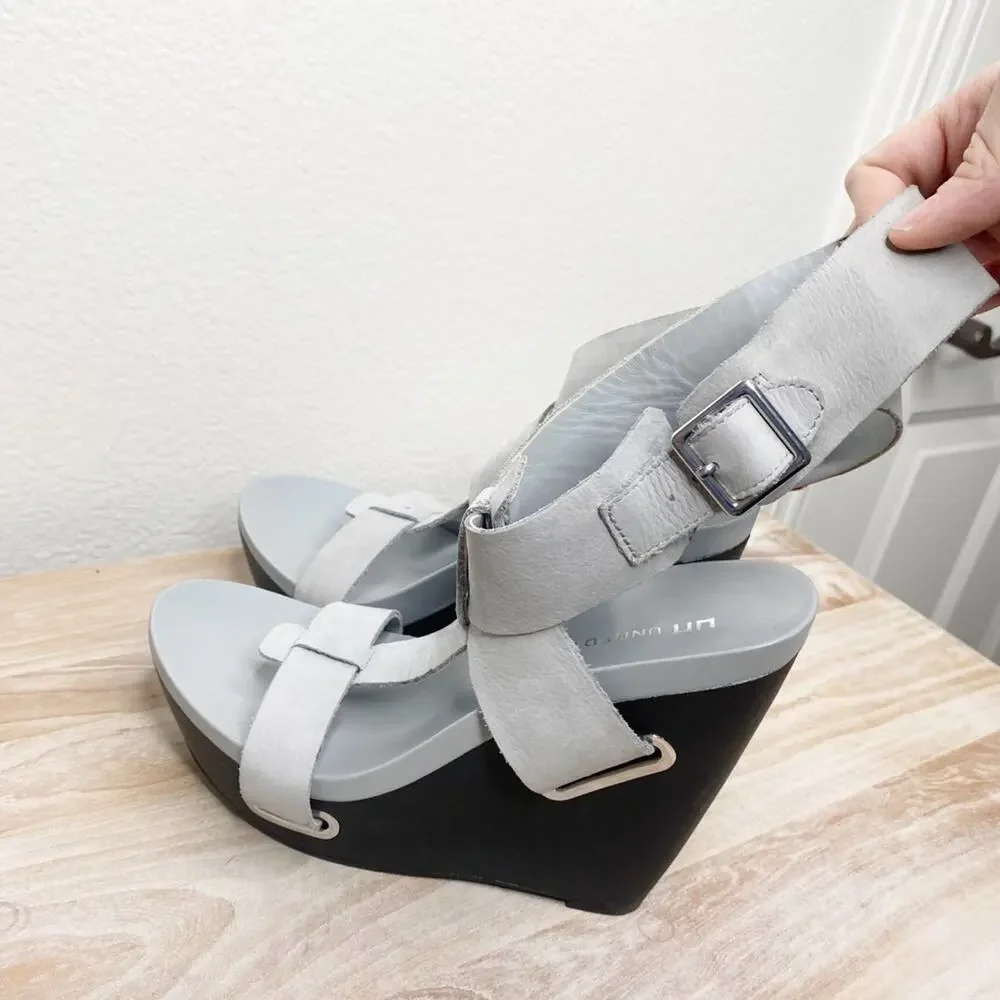 United nude leather adjustable abstract leather heels wedge size 38